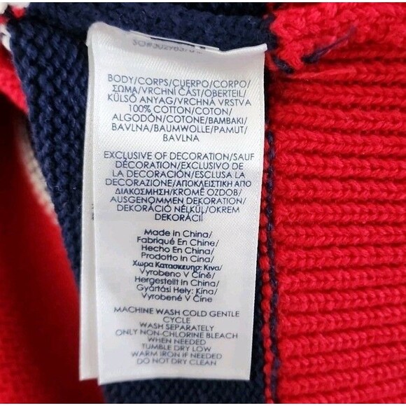 CHAPS Red Navy Stripe Cotton‎ Crewneck Sweater Men's Large - Picture 4 of 6